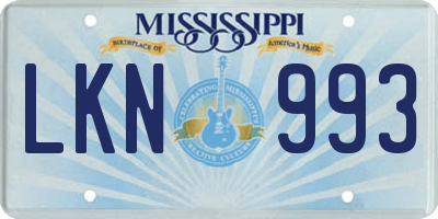 MS license plate LKN993
