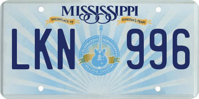 MS license plate LKN996