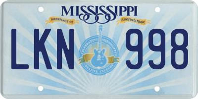 MS license plate LKN998