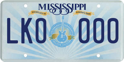 MS license plate LKO000
