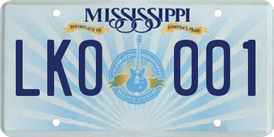 MS license plate LKO001