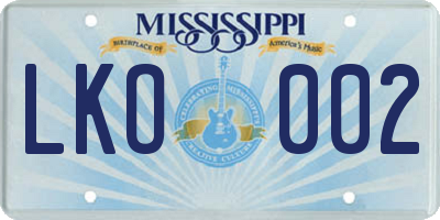 MS license plate LKO002