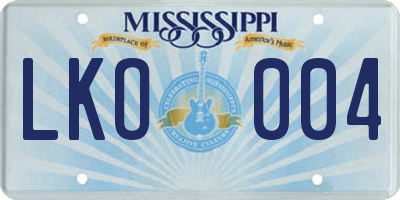 MS license plate LKO004