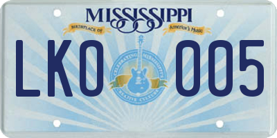 MS license plate LKO005