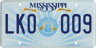 MS license plate LKO009