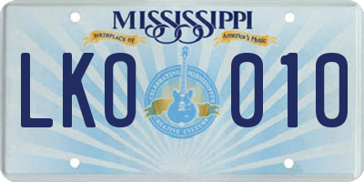 MS license plate LKO010