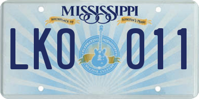 MS license plate LKO011
