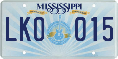 MS license plate LKO015