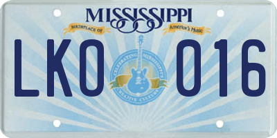 MS license plate LKO016