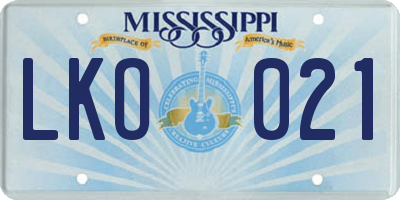 MS license plate LKO021