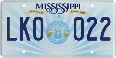 MS license plate LKO022
