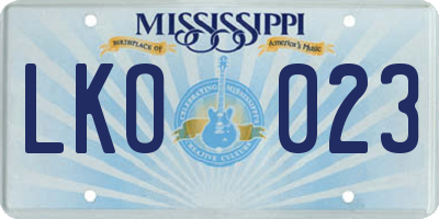 MS license plate LKO023