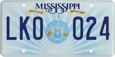 MS license plate LKO024