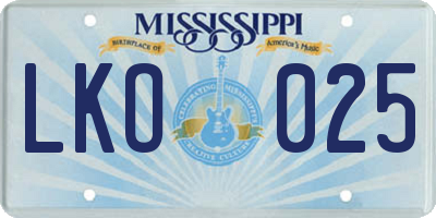 MS license plate LKO025