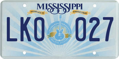 MS license plate LKO027