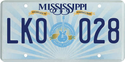 MS license plate LKO028