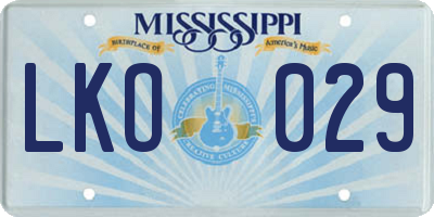 MS license plate LKO029