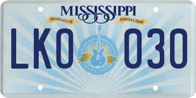 MS license plate LKO030