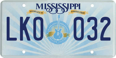 MS license plate LKO032