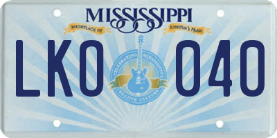 MS license plate LKO040