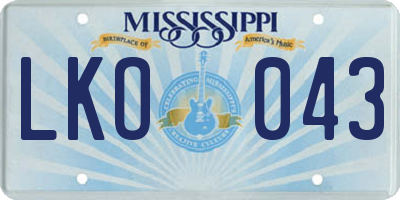 MS license plate LKO043