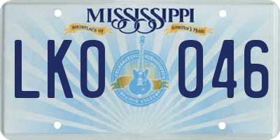 MS license plate LKO046