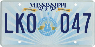MS license plate LKO047
