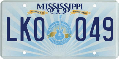 MS license plate LKO049