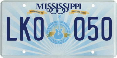 MS license plate LKO050
