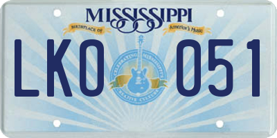MS license plate LKO051