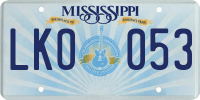 MS license plate LKO053