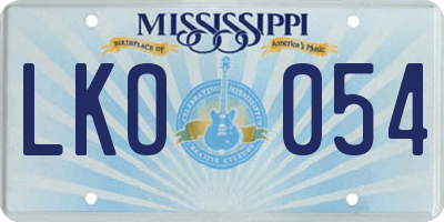 MS license plate LKO054