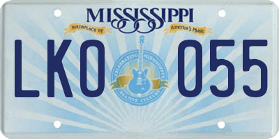 MS license plate LKO055
