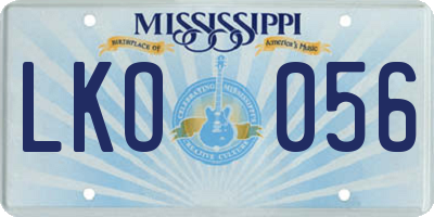 MS license plate LKO056