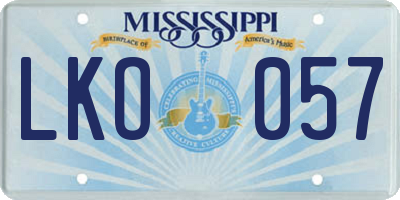 MS license plate LKO057