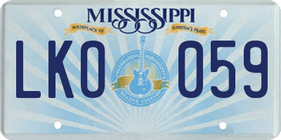 MS license plate LKO059