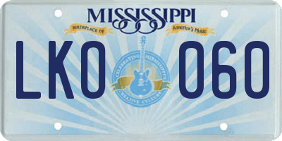 MS license plate LKO060