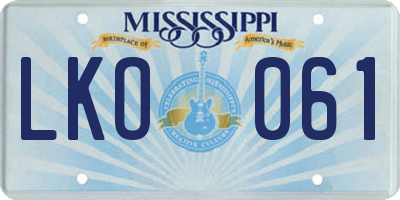 MS license plate LKO061