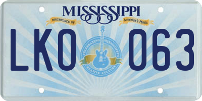 MS license plate LKO063