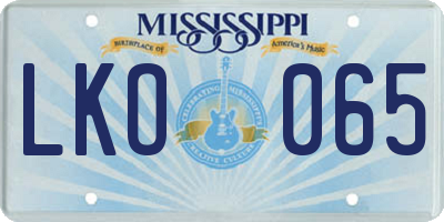 MS license plate LKO065