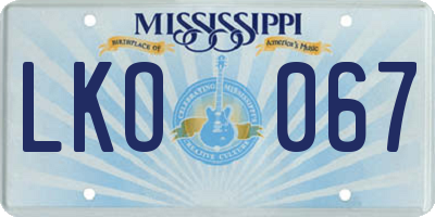 MS license plate LKO067