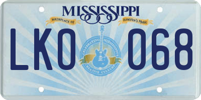 MS license plate LKO068