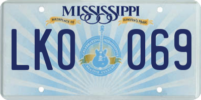 MS license plate LKO069