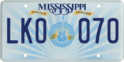 MS license plate LKO070