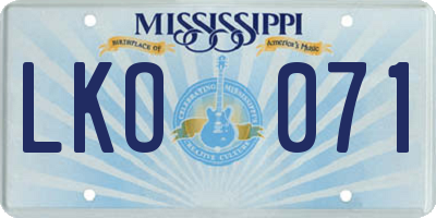 MS license plate LKO071