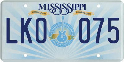 MS license plate LKO075