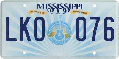 MS license plate LKO076