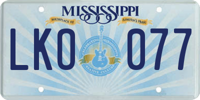 MS license plate LKO077
