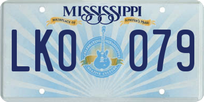 MS license plate LKO079