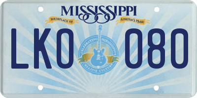 MS license plate LKO080